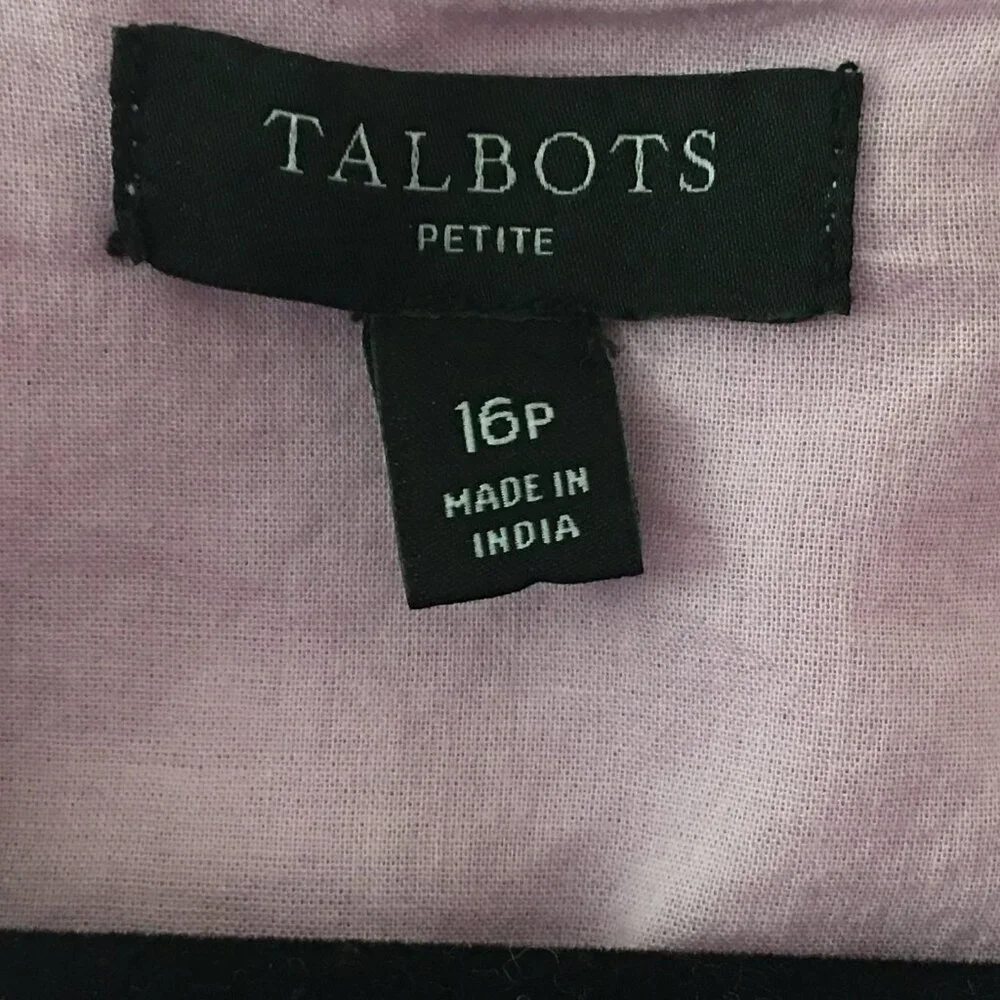 Talbots Lavender with White Embroidery Sleeveless Dress Knee Length 16 Petite - Picture 7 of 8